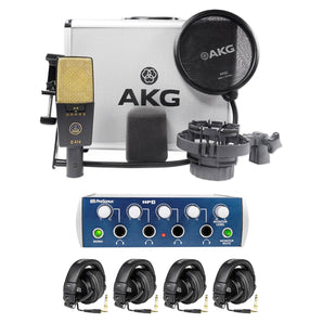 AKG C414 XLII Recording Microphone+Presonus Headphone Amplifier+(4) Headphones