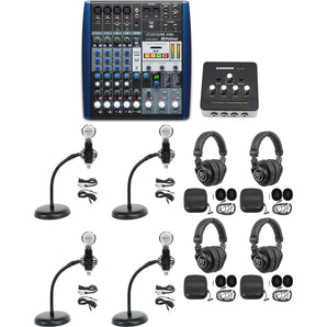 Presonus AR8 Podcast Podcasting Studio Bundle w/Mics+Headphones+Gooseneck Stands