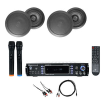RPA70WBT Bluetooth Karaoke Amplifier+(4) 8" Black Ceiling Speakers+Mics