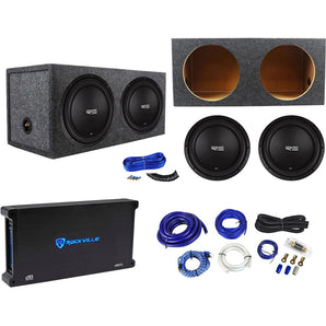 (2) RE Audio SEX12D2 V2 12" 1500W Subwoofers+Sealed Box+Mono Amplifier+Amp Kit