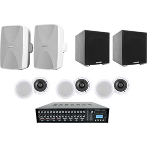 Rockville Multi Room Home Receiver+6) 6.5" Ceiling+2) Wall Speakers+2) 8" Subs