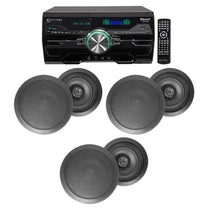 4000W Home Theater DVD Receiver w/Bluetooth/USB & (6) Black 6.5" Ceiling Speakers