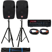 (2) SPGN124 12" 1200W DJ PA Speakers+Bluetooth Amplifier/Mixer+Stands