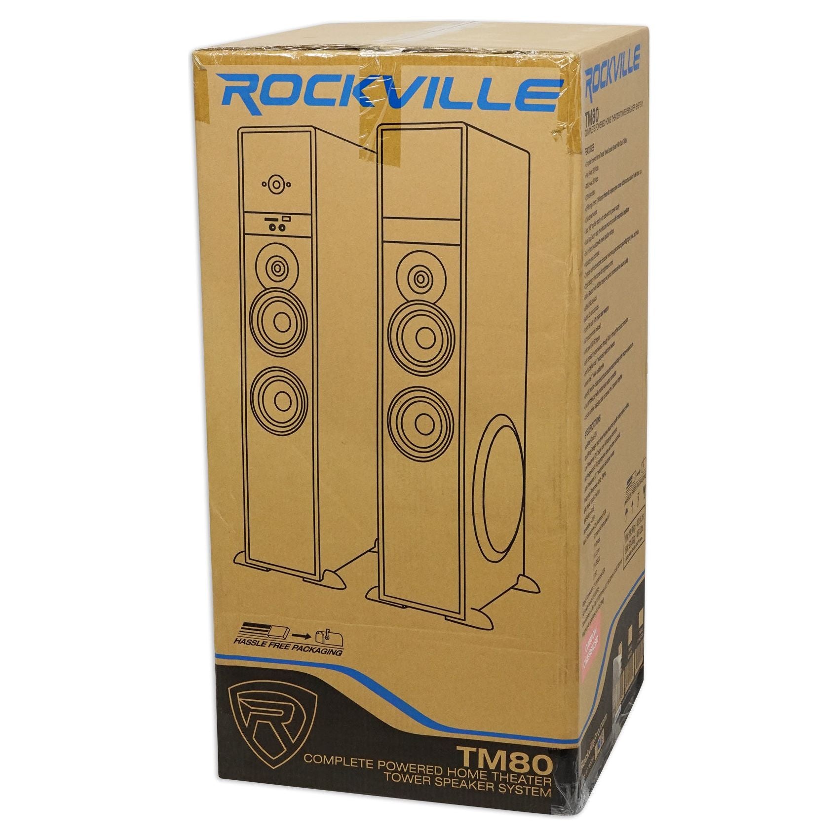 Surround Sound Tower Speakers Rockville TM80B Black Home Theater