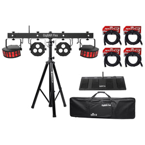 Chauvet DJ GigBAR Flex (2) Derby+(2) Par Can Lights+Footswitch+Tripod+DMX Cables