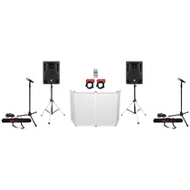 (2) RPG10BT 10" Powered 600W DJ PA Speakers + Bluetooth + LED Stands + Cables