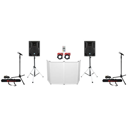 (2) RPG10BT 10" Powered 600W DJ PA Speakers + Bluetooth + LED Stands + Cables