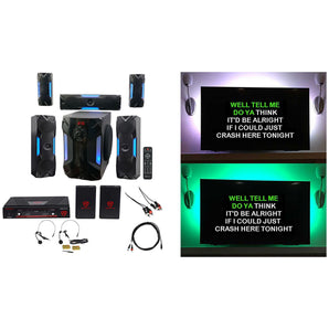 Rockville Bluetooth Home Theater Karaoke Machine System w/8" Sub + Headset Mics