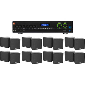 JBL 2-Channel Amplifier+(16) 3.5" Black Cube Speakers for Restaurant/Bar/Cafe