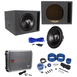 Hifonics HFX12D4 12" 800w Car Subwoofer+Vented Sub Box+Mono Amplifier+Amp Kit