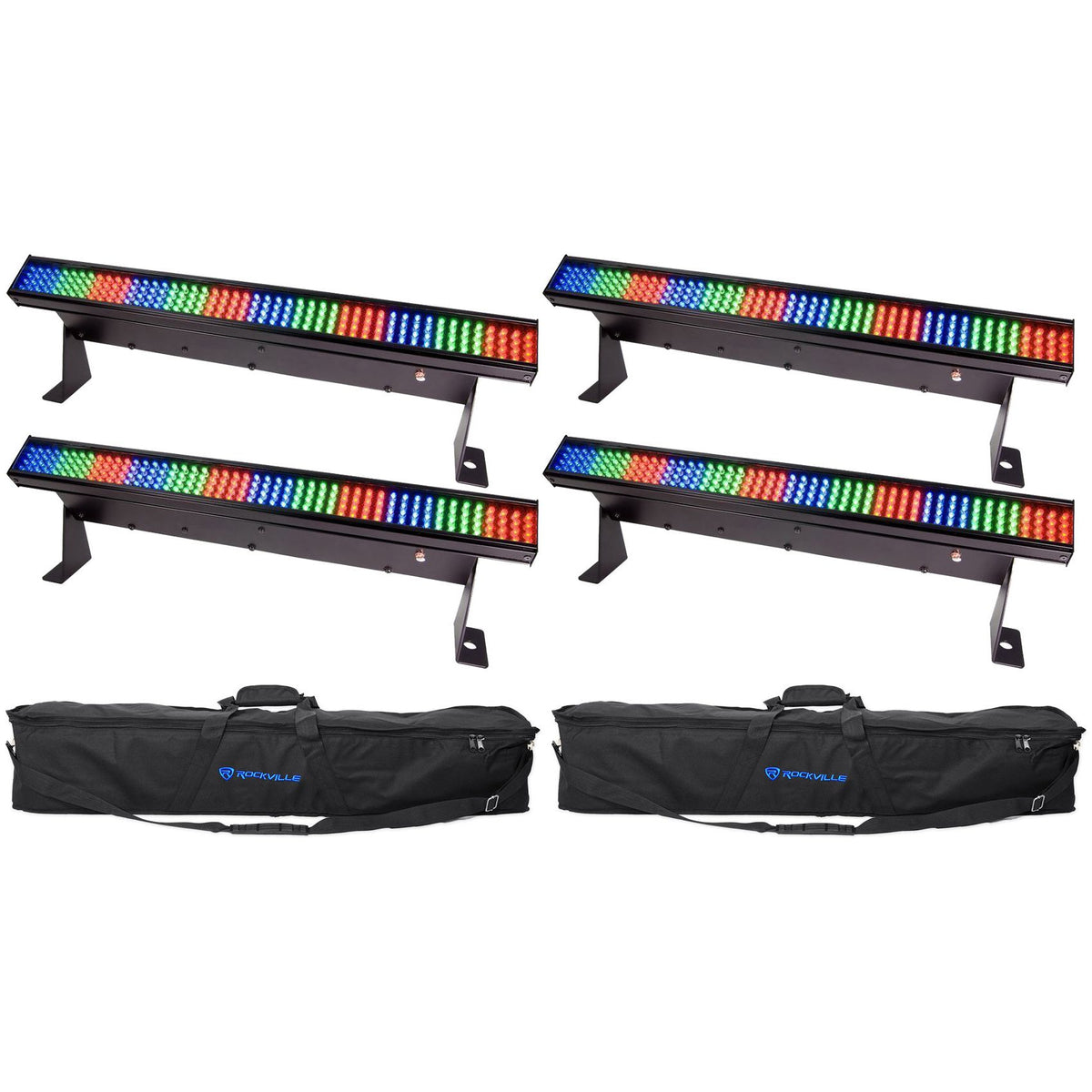 (4) COLORSTRIP MINI LED DJ Light Bar Effect Strips+2 Bags