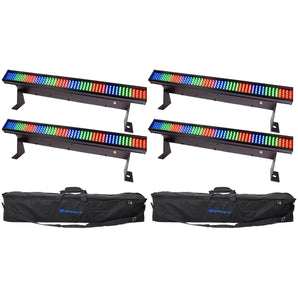 4) Chauvet COLORSTRIP MINI LED Multi-Colored DJ Light Bar Effect Strips+2) Bags