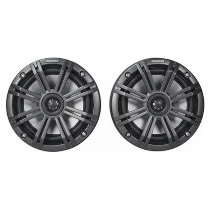KMFC65 6.5" Black Marine LED Speakers, Amplifier & Wire Kit