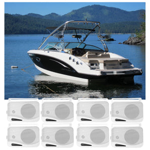 (8) Rockville HP4S-8 4" Marine Box Speakers with Swivel Bracket For Boats