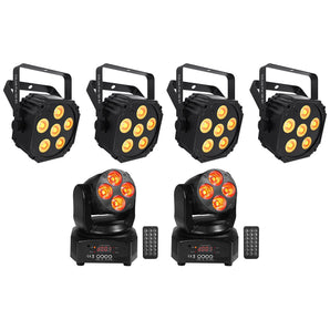 (4) Chauvet DJ Ezlink Par Q6 BT Wireless Bluetooth Wash Lights+(2) Moving Heads