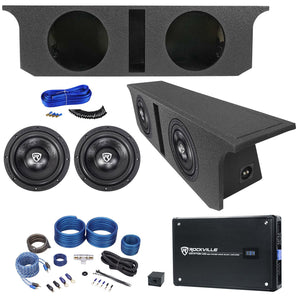 (2) Rockville 12" Subwoofers+Enclosure+Amp For 2007-2016 Jeep Wrangler 4-Door