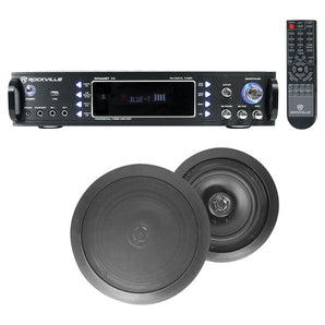 RPA60BT 1000w Home Theater Bluetooth Receiver +(2) Black In-Ceiling Speakers