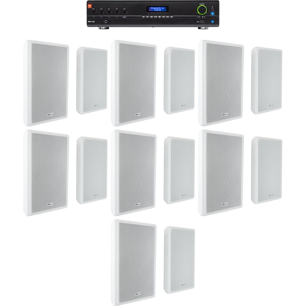 VMA1120 Commercial Amplifier + (14) RockSlim 5.25" White Wall Speakers