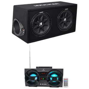 KICKER 43DC122 Comp Dual 12" Subwoofers In Vented Sub Box Enclosure+Free Speaker