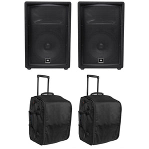 (2) JBL JRX212 1000w 12" DJ PA Speaker Cabinets/Monitors+(2) Rolling Travel Bags
