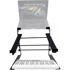 Rockville Dual Shelf Laptop+Controller Stand for IK Multimedia iRig Keys I/O 49