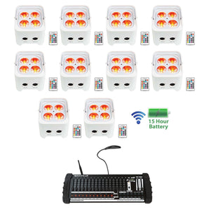 10 Rockville BEST PAR 50 Battery Wash Lights Wireless DMX+384 Channel Controller