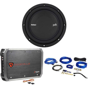 Polk Audio MM842SVC 8” 900 Watt SVC Car Audio Subwoofer Sub+Amplifier+Amp Kit