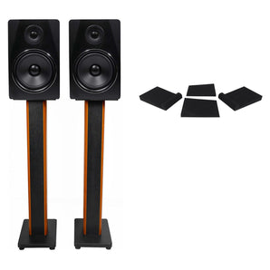 Pair Rockville APM8B 8" 2-Way 500 Watt USB Studio Monitors+36" Stands+Pads