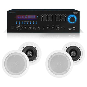 Technical Pro RX55URIBT Home Theater Receiver+(4) 5.25" White Ceiling Speakers