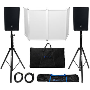 DJ Package (2) JBL IRX112BT 12" 1300w Powered Speakers w/Bluetooth+Stands+Facade