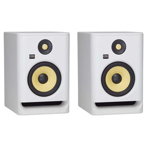 (2) KRK ROKIT RP7 G4 7" Bi-Amped Studio Monitor DSP Speakers White Noise Edition