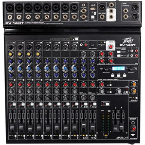 Peavey PV 14BT PV14BT Pro Mixer,8 mic in,USB,Compressor/Effects+Bluetooth+Stand