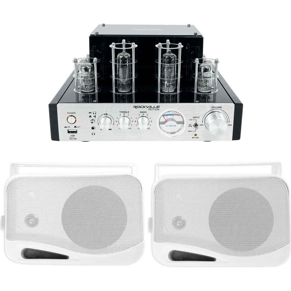 BluTube Tube Amplifier/Home Theater Bluetooth Receiver + (2) 4" Speakers
