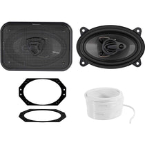 RV46.3A 4x6" Car Speakers 2-Pack + Jeep Wrangler Brackets & 50' Wire Bundle