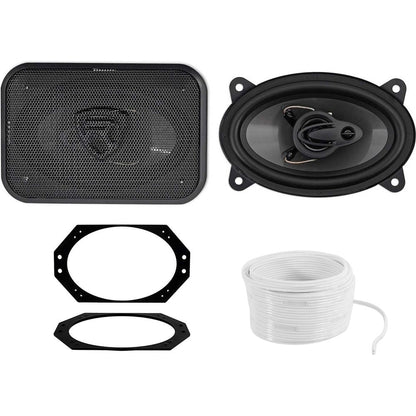 RV46.3A 4x6" Car Speakers 2-Pack + Jeep Wrangler Brackets & 50' Wire Bundle