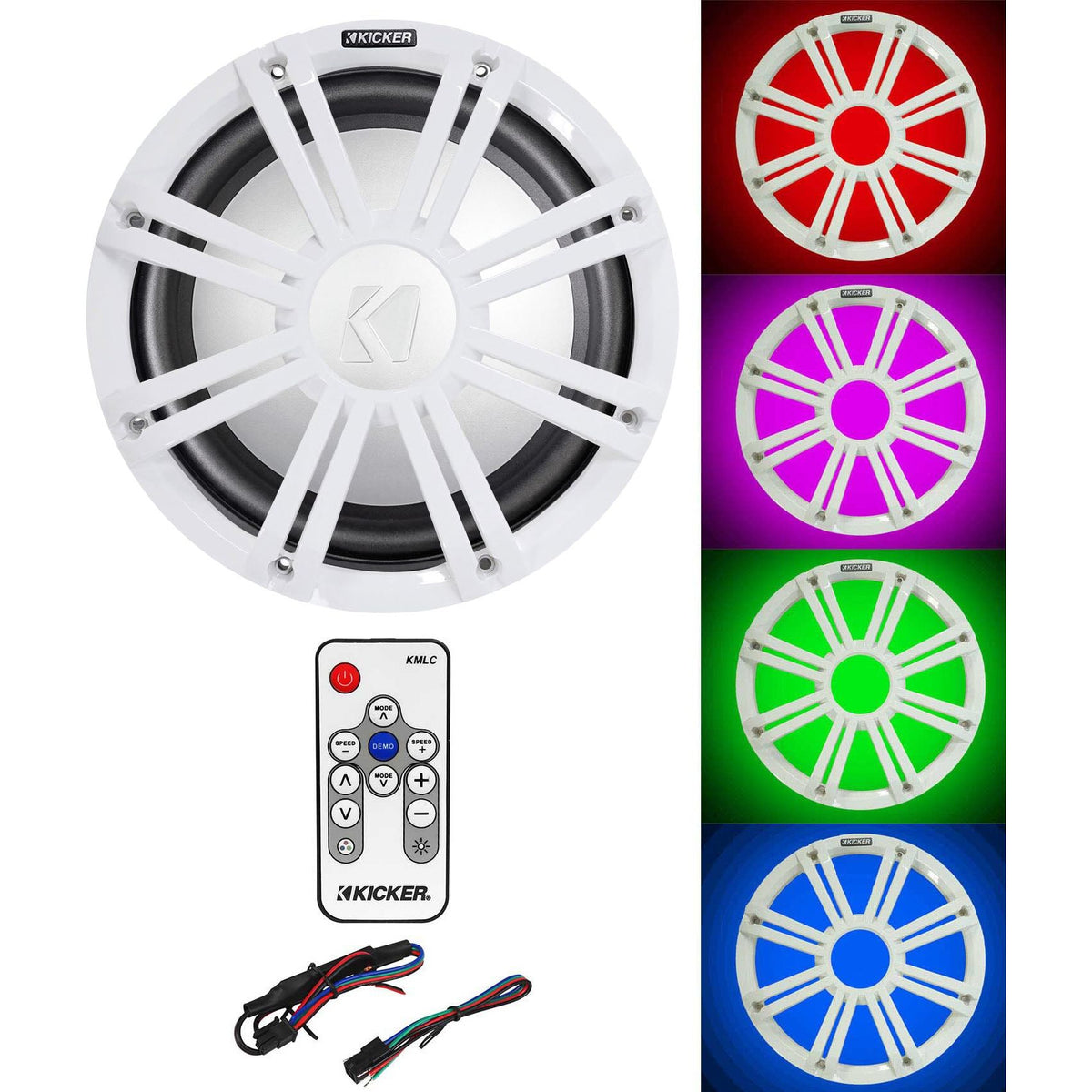 45KMF104 Subwoofer, 45KMG10W White Grille, and 41KMLC LED Remote