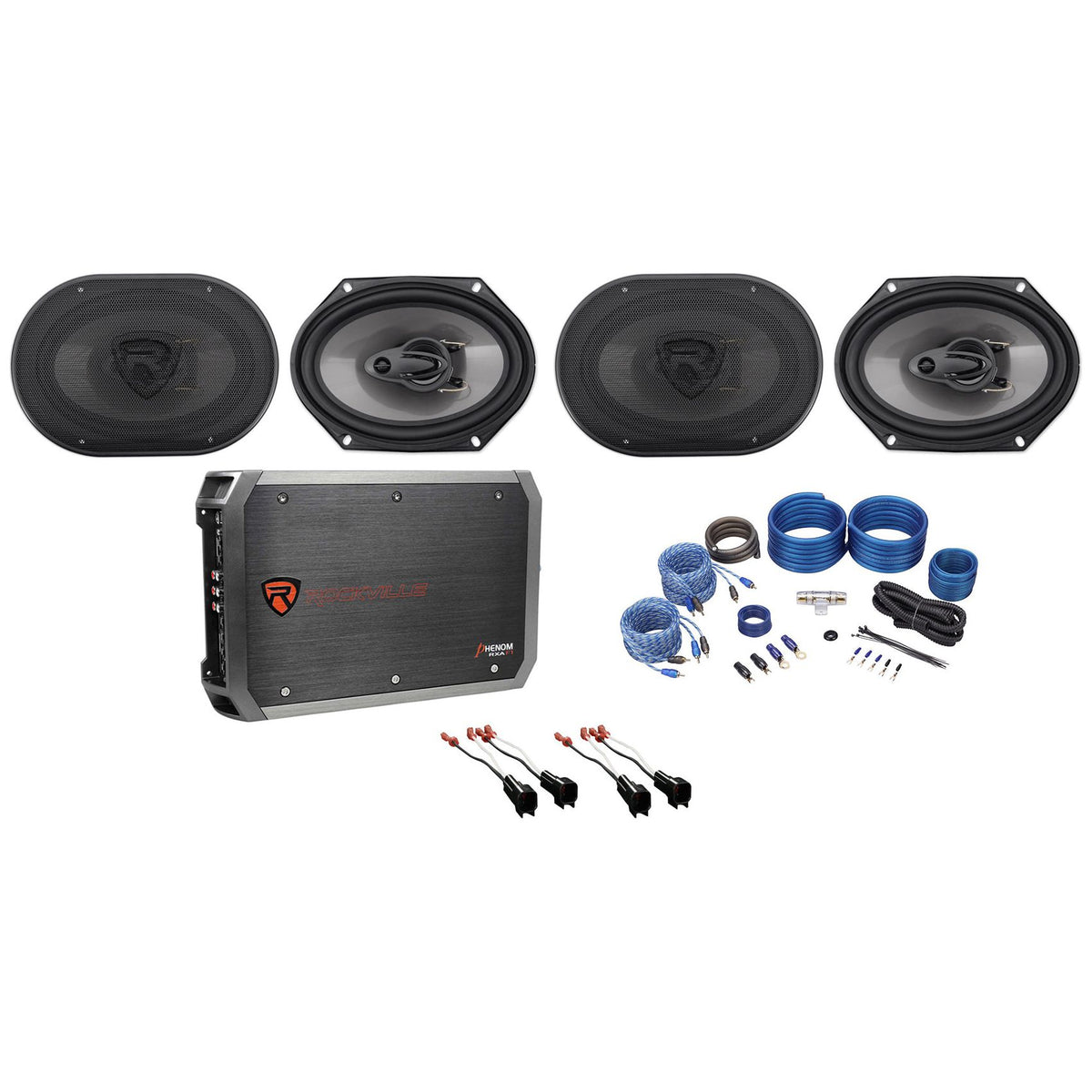 6x8" Factory Speaker Replacement Kit+4-Ch Amp For 05-06 Ford Mustang