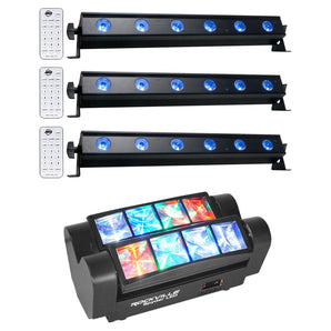 (3) American DJ ADJ UB 6H 22.5" RGBAW+UV DMX Wash Light Bars+Spyder LED