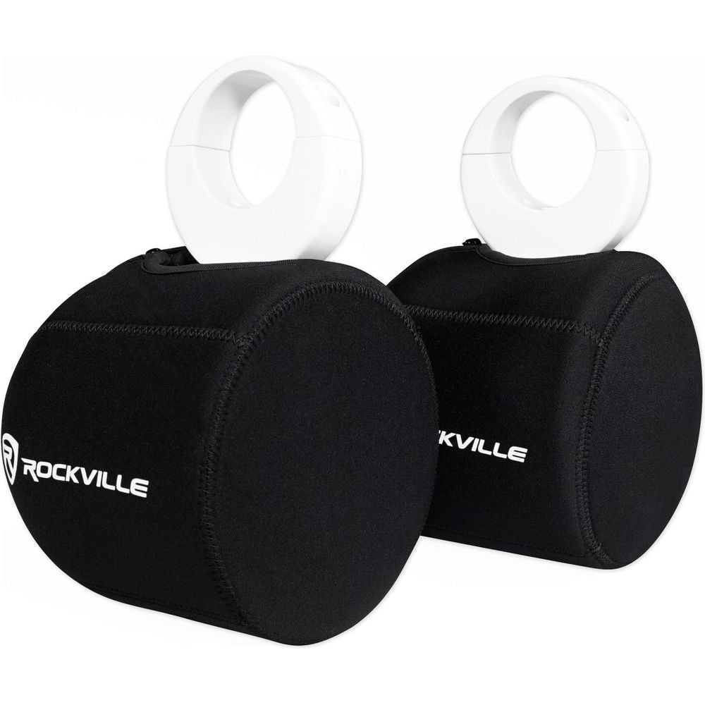 (2) Rockville 5.25" Silver Tower Speakers+Covers+Bluetooth Receiver RZR/ATV/UTV