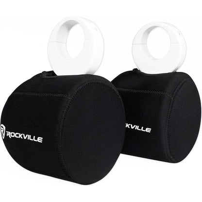 (2) Rockville 5.25" Silver Tower Speakers+Covers+Bluetooth Receiver RZR/ATV/UTV