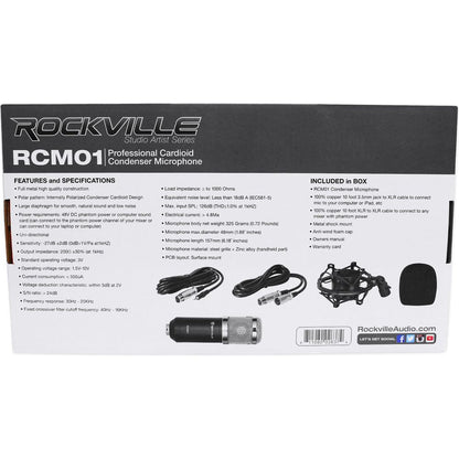 RCM01 Pro Studio Recording Condenser Microphone Mic+Shock Mount+Shield