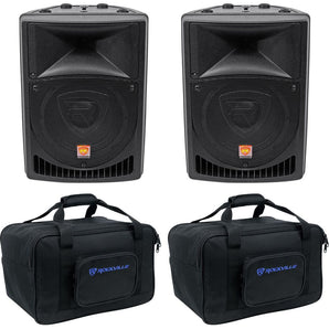 (2) Rockville RPG8 8" Powered 800 Watt DJ PA Speakers+Weather proof Carry Bags