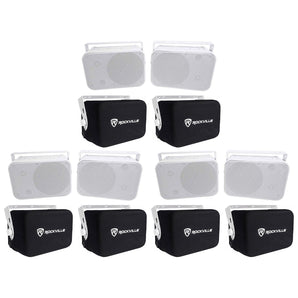 (6) Rockville HP65S-8 6.5" Outdoor Patio Backyard Speakers w/Waterproof Covers