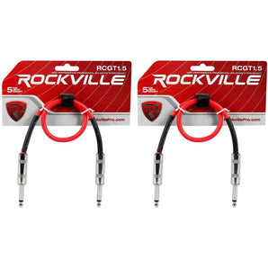 2 Rockville RCGT1.5R 1.5'  1/4" TS to 1/4'' TS Guitar/Instrument Cable