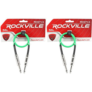 2 Rockville RCGT1.5G 1.5'  1/4" TS to 1/4'' TS Guitar/Instrument Cable