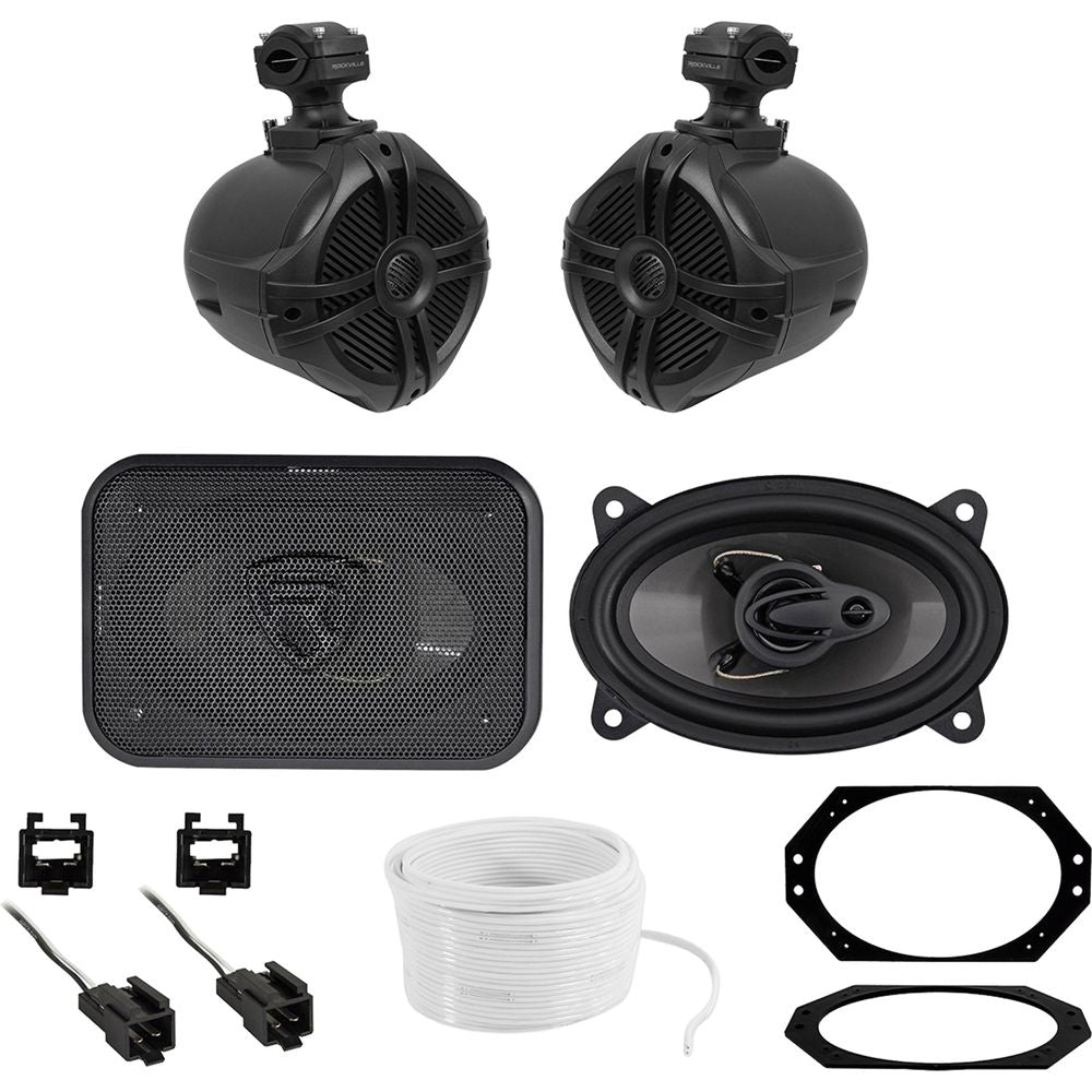 6.5" Swivel Tower Speakers+Front Speaker Upgrade For 1997-2002 JEEP WRANGLER TJ