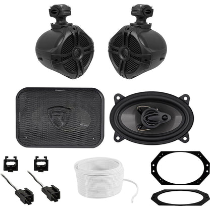 6.5" Swivel Tower Speakers+Front Speaker Upgrade For 1997-2002 JEEP WRANGLER TJ