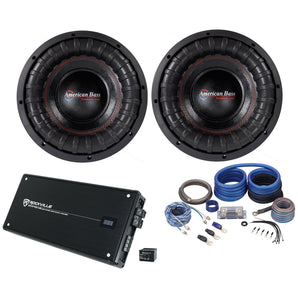 (2) American Bass XFL-1044 2000 Watt 10" Subwoofers Subs+Mono Amplifier+Amp Kit