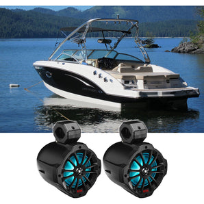 (2) Boss B62RGB 6.5" LED Swivel Marine Wakeboard Tower Boat Speakers w/Bluetooth