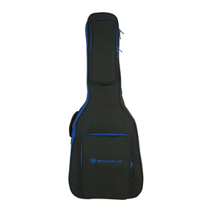 Rockville AGB45-BLU Padded Acoustic Guitar Gig Bag with Neck Pad + Secure Strap